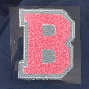 NWT Stoney Clover Lane Denim Varsity Letter B Patch Sticker Pink